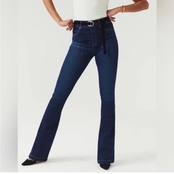 Spanx EveryWear Flare Midnight Shade High Rise Long Jeans - Picture 1 of 13
